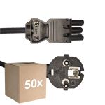 Multipack 50x Noxion GST - Compatible Supply Cable Black - Female + Schuko Europlug - 3m - 3 pole 0.75mm2